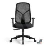 ⁦Vinnous Black Mesh Swivel Chair  | كرسي مكتب ظهر وسط شبك طبي فينوس شاسيه أسود⁩ - الصورة ⁦3⁩