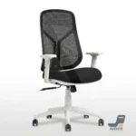 ⁦Vinnous White Mesh Swivel Chair  | كرسي مكتب ظهر وسط شبك طبي فينوس شاسيه أبيض⁩ - الصورة ⁦3⁩