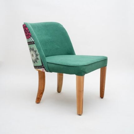 كرسي مطاعم وكافيهات جلد أخضر وظهر مشجر Tapestry Green - front
