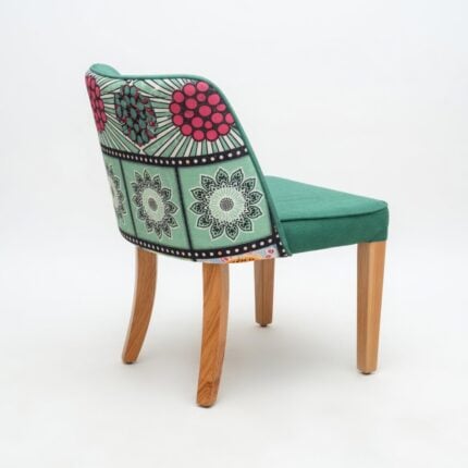 كرسي مطاعم وكافيهات جلد أخضر وظهر مشجر Tapestry Green - side