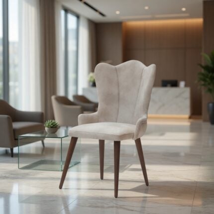 كرسي استقبال فاخر بأرجل خشب Wingback Sand - front